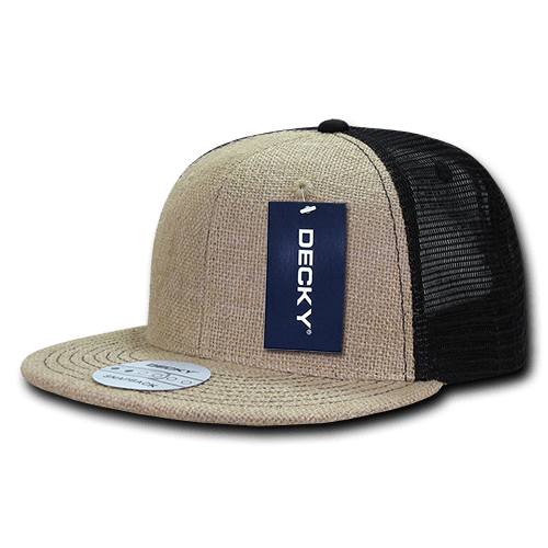 Decky 6 Panel High Profile Structured Jute Trucker | Decky 1138 Natural/Black OSFM