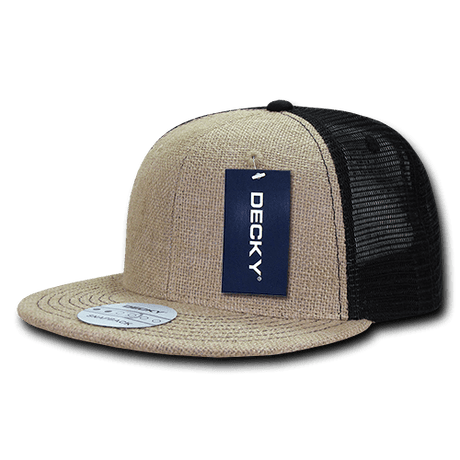 Decky 6 Panel High Profile Structured Jute Trucker | Decky 1138 Natural/Black OSFM