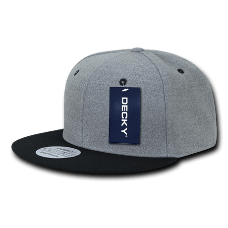 Decky 6 Panel High Profile Structured Melton Snapback | Decky 1087 Ash/Black OSFM