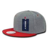 Decky 6 Panel High Profile Structured Melton Snapback | Decky 1087 Ash/Red OSFM
