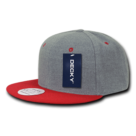Decky 6 Panel High Profile Structured Melton Snapback | Decky 1087 Ash/Red OSFM