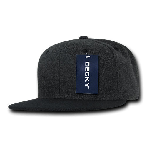 Decky 6 Panel High Profile Structured Melton Snapback | Decky 1087 Charcoal/Black OSFM