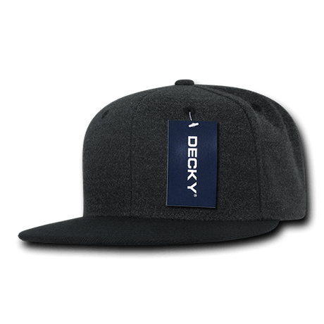 Decky 6 Panel High Profile Structured Melton Snapback | Decky 1087 Charcoal/Black OSFM
