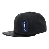 Decky 6 Panel High Profile Structured Melton Vinyl Snapback | Decky 1115 Charcoal/Black OSFM