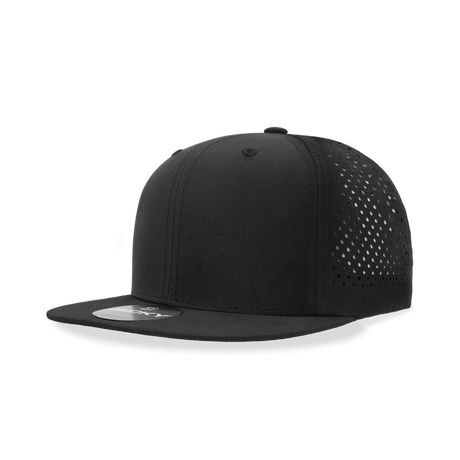Decky 6 Panel High Profile Structured Perforated Performance Snapback | Decky 6228 Black Black