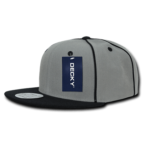 Decky 6 Panel High Profile Structured Piped Snapback | Decky 1078 Black OSFM