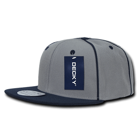 Decky 6 Panel High Profile Structured Piped Snapback | Decky 1078 Navy OSFM