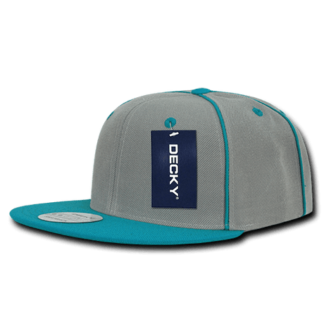 Decky 6 Panel High Profile Structured Piped Snapback | Decky 1078 Teal OSFM