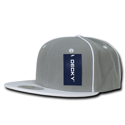 Decky 6 Panel High Profile Structured Piped Snapback | Decky 1078 White OSFM