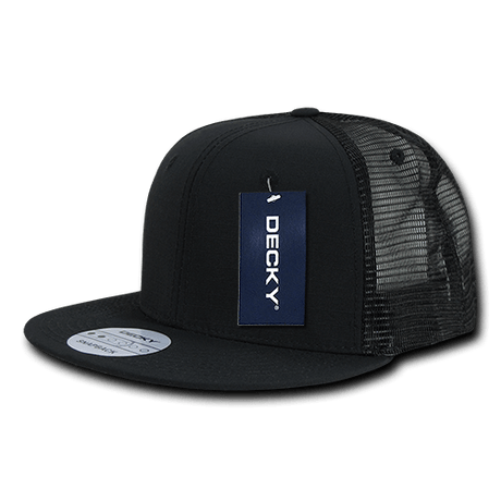 Decky 6 Panel High Profile Structured Ripstop Trucker | Decky 241 Black OSFM