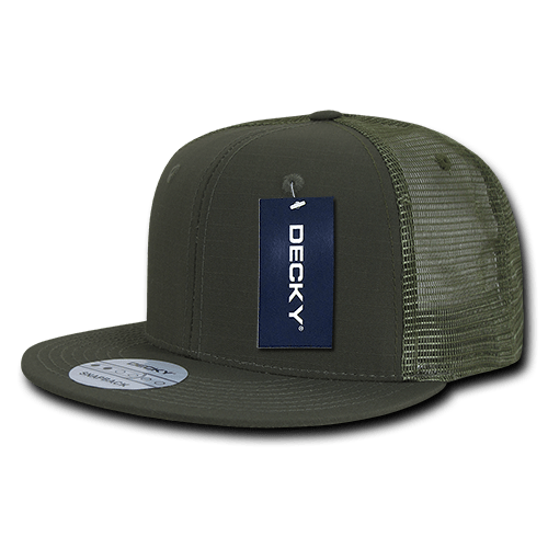 Decky 6 Panel High Profile Structured Ripstop Trucker | Decky 241 Olive OSFM