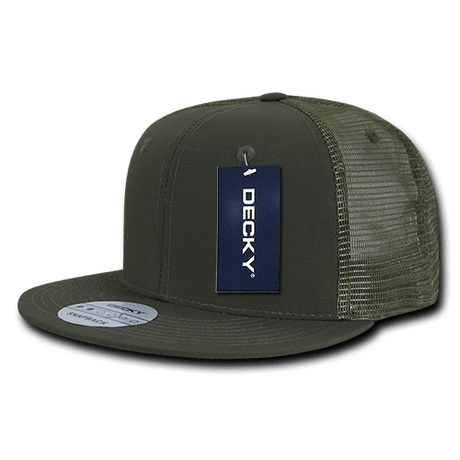 Decky 6 Panel High Profile Structured Ripstop Trucker | Decky 241 Olive OSFM