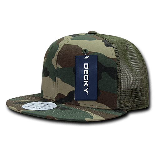 Decky 6 Panel High Profile Structured Ripstop Trucker | Decky 241 Woodland OSFM