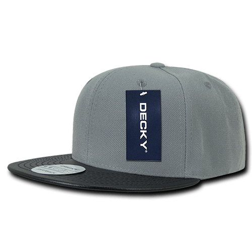 Decky 6 Panel High Profile Structured Vinyl Snapback | Decky 1071 Grey/Black OSFM