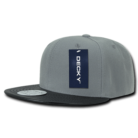 Decky 6 Panel High Profile Structured Vinyl Snapback | Decky 1071 Grey/Black OSFM