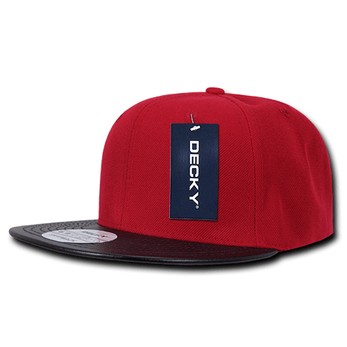 Decky 6 Panel High Profile Structured Vinyl Snapback | Decky 1071 Red/Black OSFM