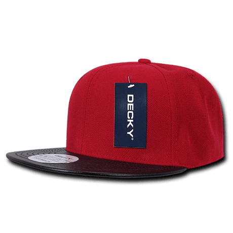 Decky 6 Panel High Profile Structured Vinyl Snapback | Decky 1071 Red/Black OSFM