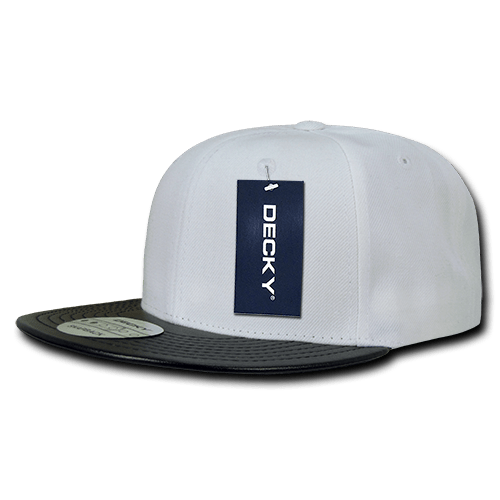Decky 6 Panel High Profile Structured Vinyl Snapback | Decky 1071 White/Black OSFM
