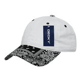 Decky 6 Panel Low Profile Relaxed Bandanna Bill Dad Hat | Decky 256 White/Black OSFM Hats
