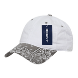 Decky 6 Panel Low Profile Relaxed Bandanna Bill Dad Hat | Decky 256 White/Grey OSFM Hats