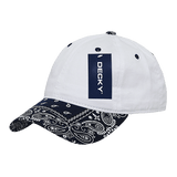 Decky 6 Panel Low Profile Relaxed Bandanna Bill Dad Hat | Decky 256 White/Navy OSFM Hats