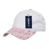 Decky 6 Panel Low Profile Relaxed Bandanna Bill Dad Hat | Decky 256 White/Pink OSFM Hats
