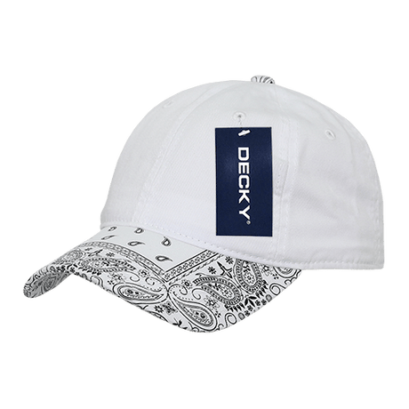 Decky 6 Panel Low Profile Relaxed Bandanna Bill Dad Hat | Decky 256 White/White OSFM Hats