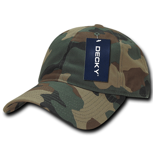 Decky 6 Panel Low Profile Relaxed Camo Dad Hat | Decky 216 Woodland OSFM Hats