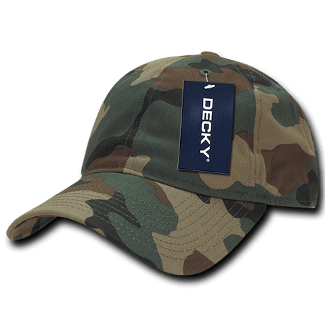 Decky 6 Panel Low Profile Relaxed Camo Dad Hat | Decky 216 Woodland OSFM Hats