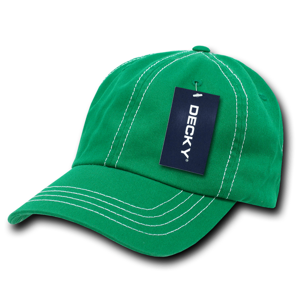 Decky 6 Panel Low Profile Relaxed Contra - Stitch Dad Hat | Decky 111 Kelly Green OSFM Hats