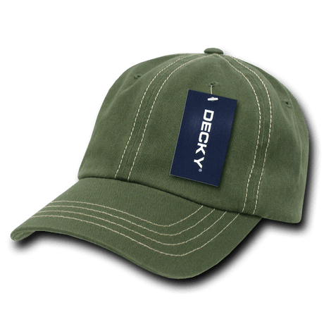 Decky 6 Panel Low Profile Relaxed Contra - Stitch Dad Hat | Decky 111 Olive OSFM Hats