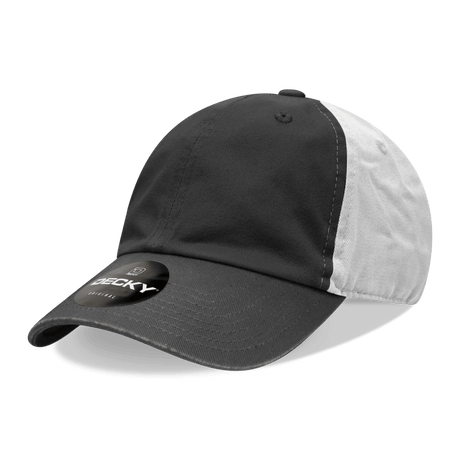 Decky 6 Panel Low Profile Relaxed Cotton Dad Hat | Decky 205 Black/Black/White OSFM Hats