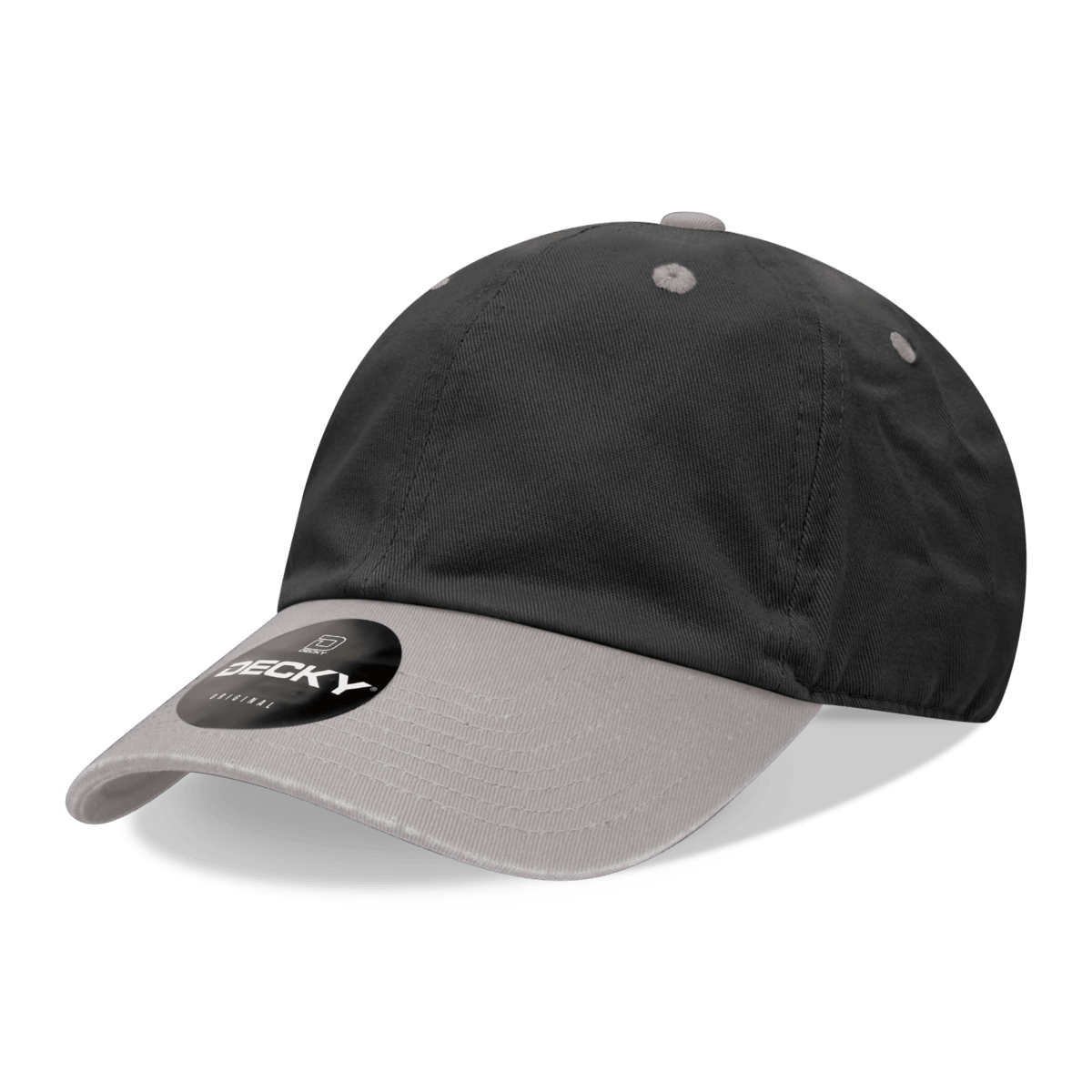 Decky 6 Panel Low Profile Relaxed Cotton Dad Hat | Decky 205 Black/L Grey OSFM Hats