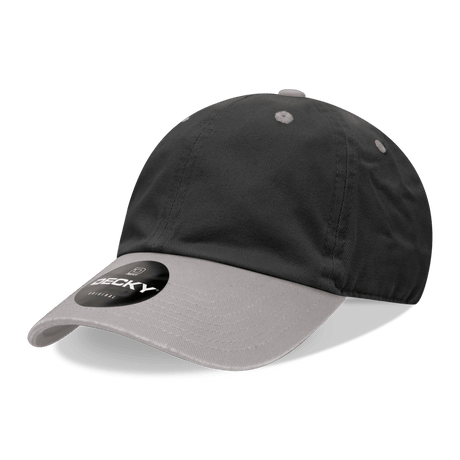 Decky 6 Panel Low Profile Relaxed Cotton Dad Hat | Decky 205 Black/L Grey OSFM Hats