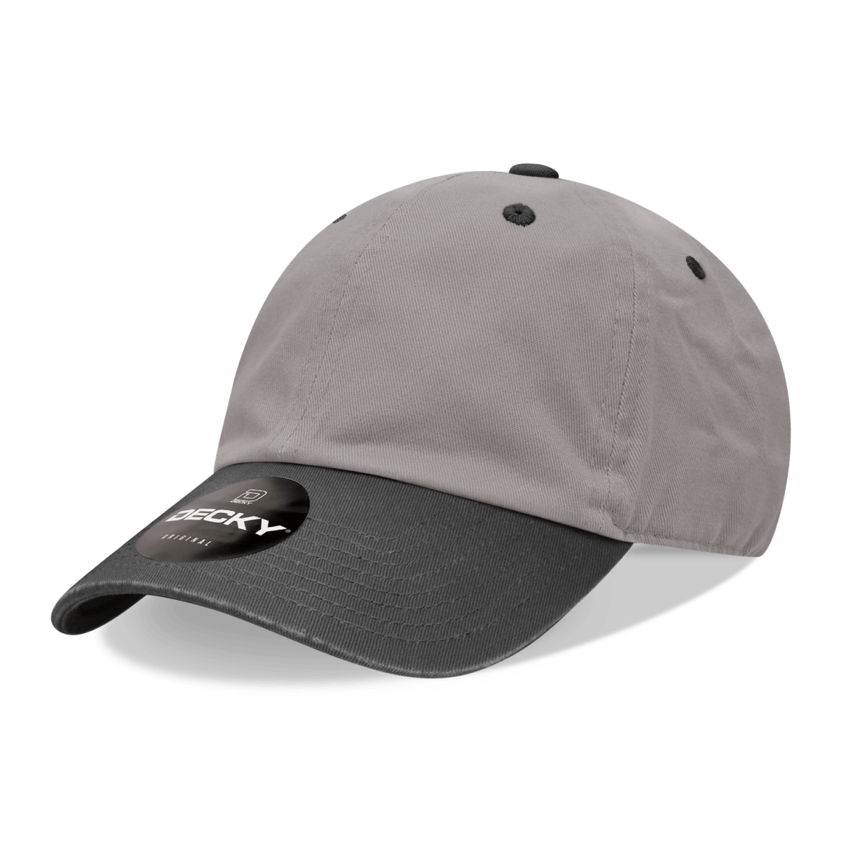 Decky 6 Panel Low Profile Relaxed Cotton Dad Hat | Decky 205 Grey/Black OSFM Hats
