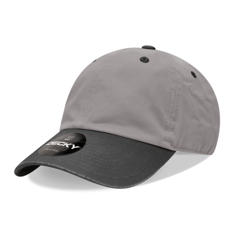Decky 6 Panel Low Profile Relaxed Cotton Dad Hat | Decky 205 Grey/Black OSFM Hats