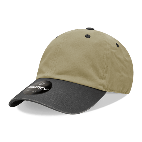 Decky 6 Panel Low Profile Relaxed Cotton Dad Hat | Decky 205 Khaki/Black OSFM Hats