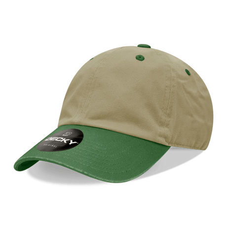 Decky 6 Panel Low Profile Relaxed Cotton Dad Hat | Decky 205 Khaki/Forest OSFM Hats