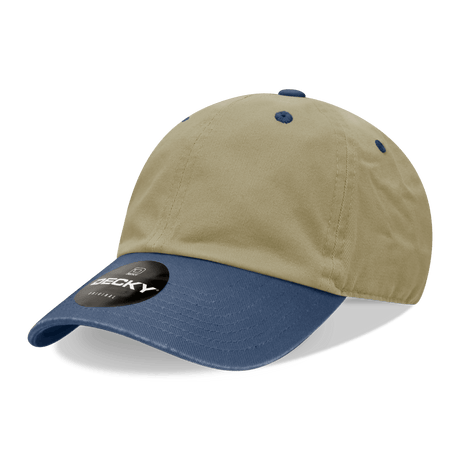 Decky 6 Panel Low Profile Relaxed Cotton Dad Hat | Decky 205 Khaki/Navy OSFM Hats