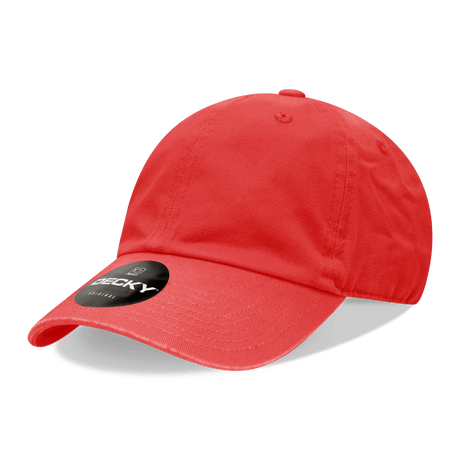 Decky 6 Panel Low Profile Relaxed Cotton Dad Hat | Decky 205 Red OSFM Hats