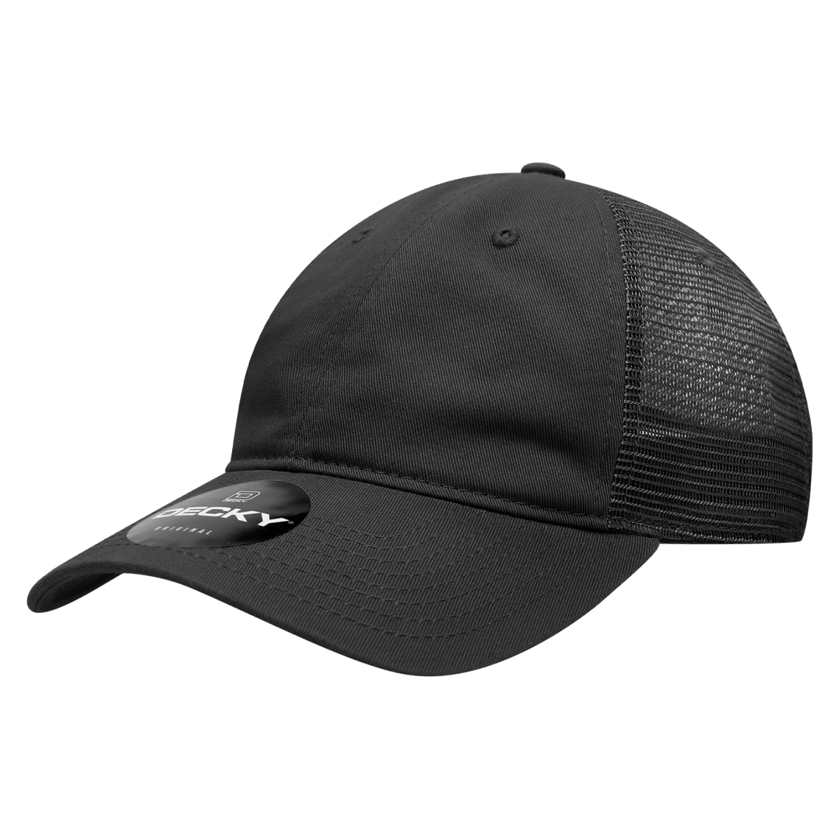 Decky 6 Panel Low Profile Relaxed Cotton Trucker | Decky 120 Black OSFM