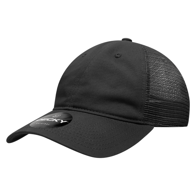 Decky 6 Panel Low Profile Relaxed Cotton Trucker | Decky 120 Black OSFM