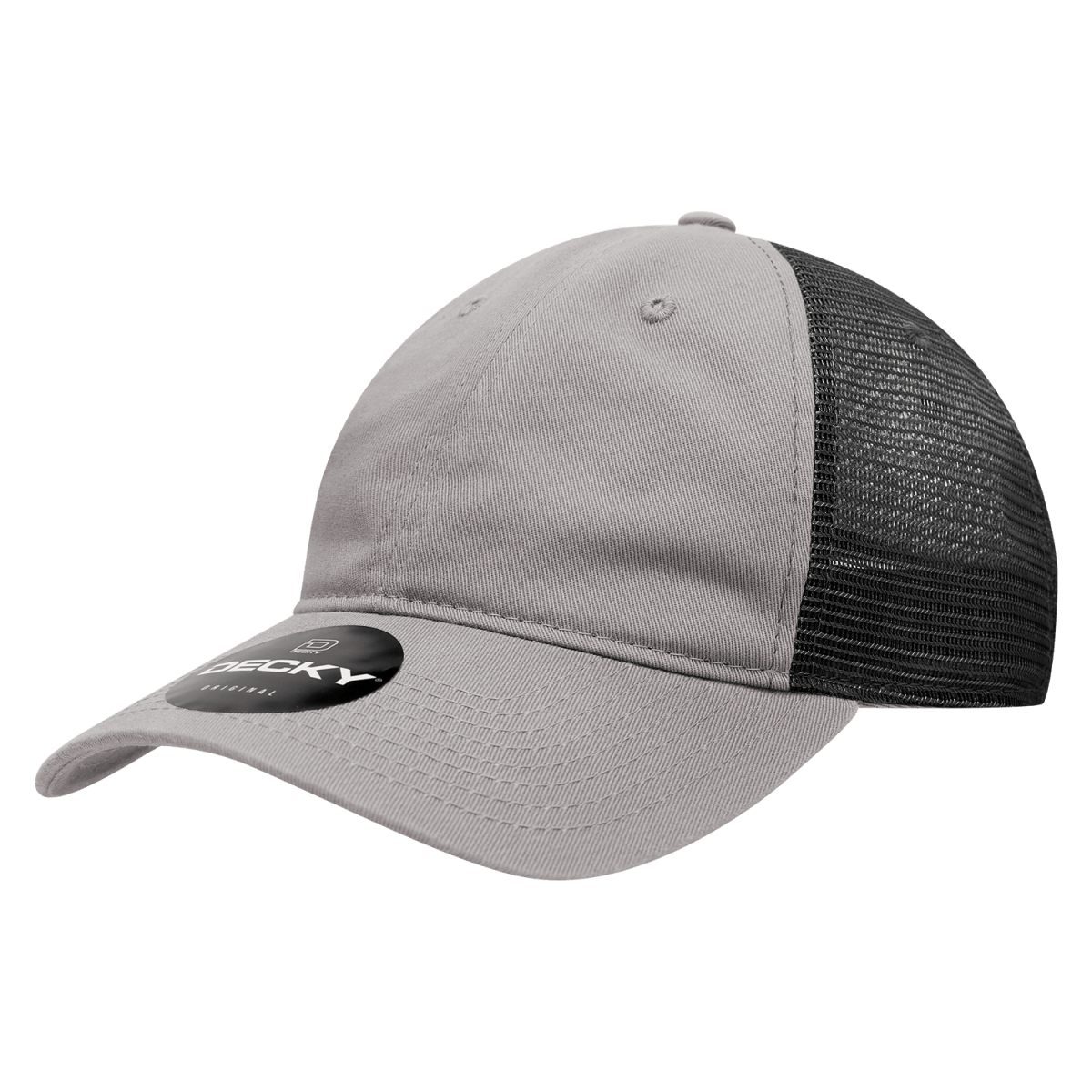 Decky 6 Panel Low Profile Relaxed Cotton Trucker | Decky 120 Grey/Black OSFM