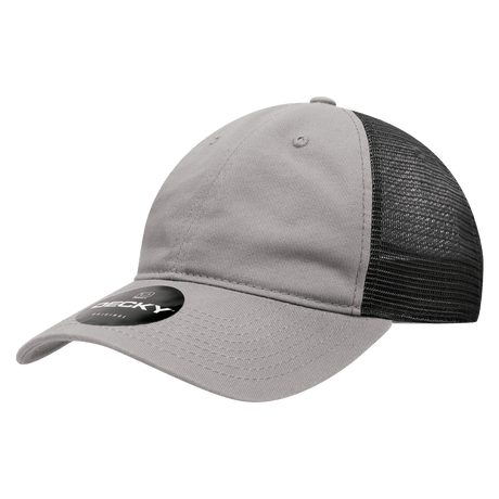 Decky 6 Panel Low Profile Relaxed Cotton Trucker | Decky 120 Grey/Black OSFM