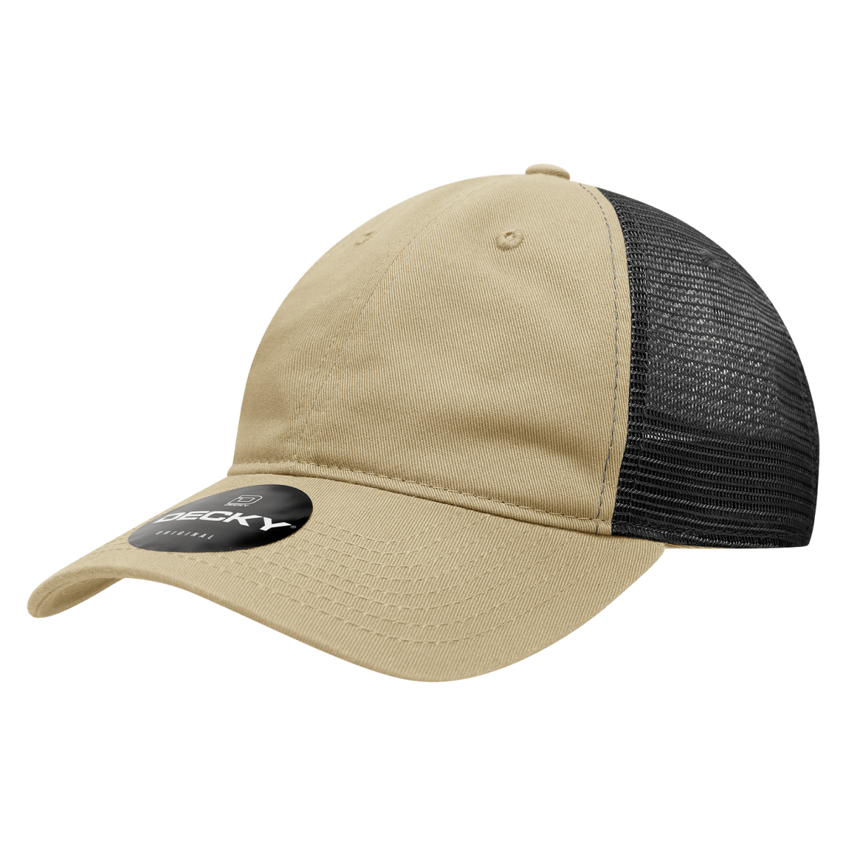 Decky 6 Panel Low Profile Relaxed Cotton Trucker | Decky 120 Khaki/Black OSFM