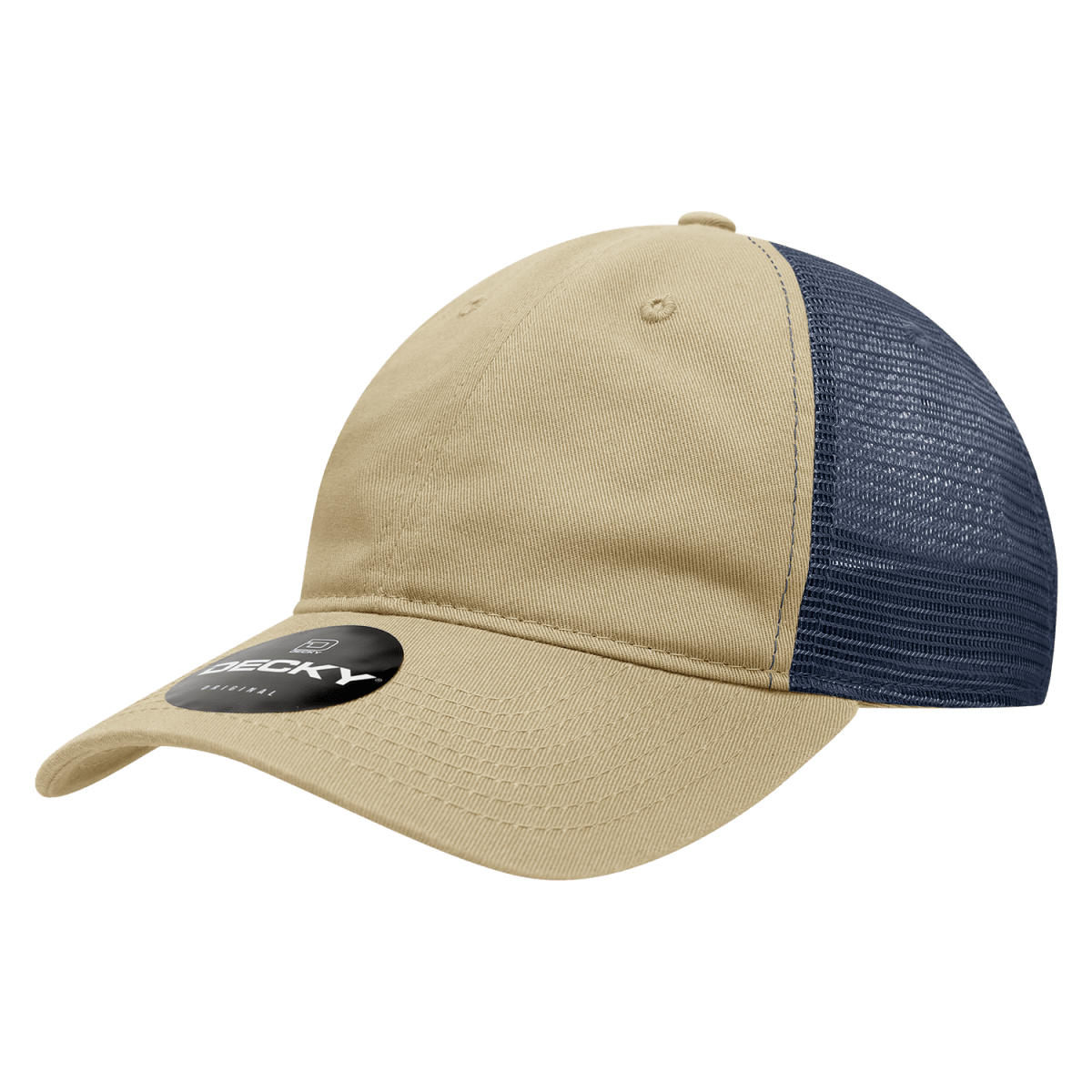 Decky 6 Panel Low Profile Relaxed Cotton Trucker | Decky 120 Khaki/Navy OSFM
