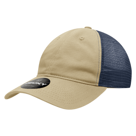 Decky 6 Panel Low Profile Relaxed Cotton Trucker | Decky 120 Khaki/Navy OSFM