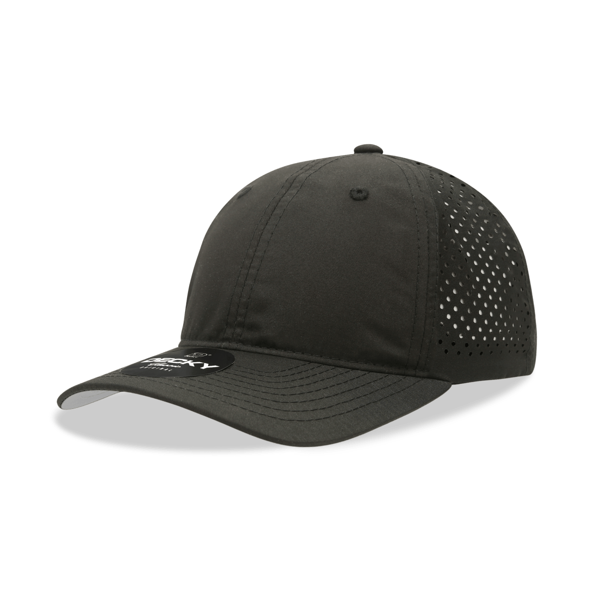Decky 6 Panel Low Profile Relaxed Perforated Performance Dad Hat | Decky 6224 Black Black Hats