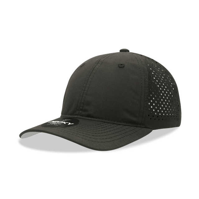 Decky 6 Panel Low Profile Relaxed Perforated Performance Dad Hat | Decky 6224 Black Black Hats