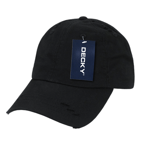 Decky 6 Panel Low Profile Relaxed Vintage Dad Hat | Decky 959 Black OSFM Hats